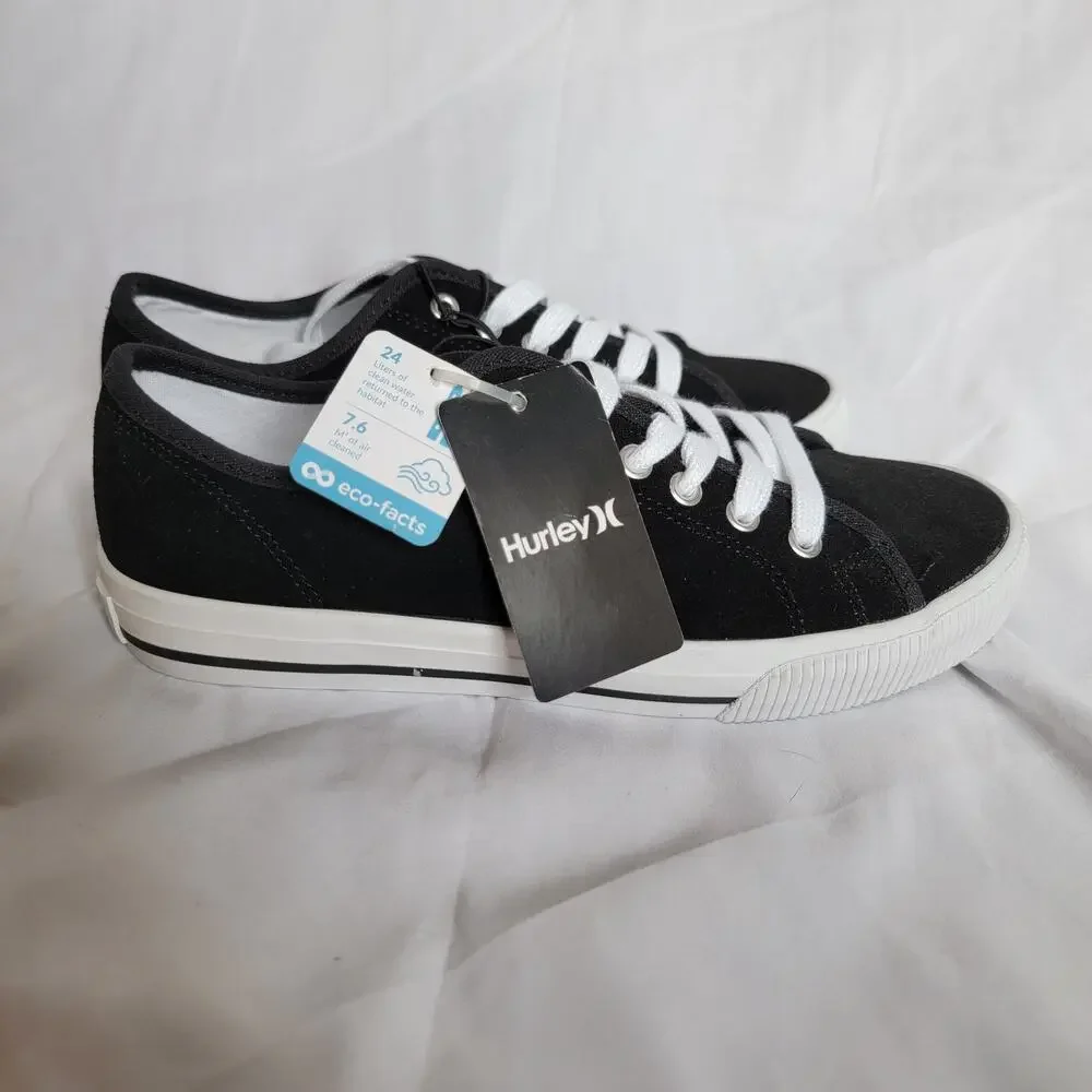 Hurley Black White Classic Low Top Ceta Suede Lace Up Lifestyle Sneakers Size 7